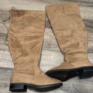 Wide Leg Tan Knee-High Women's Boots